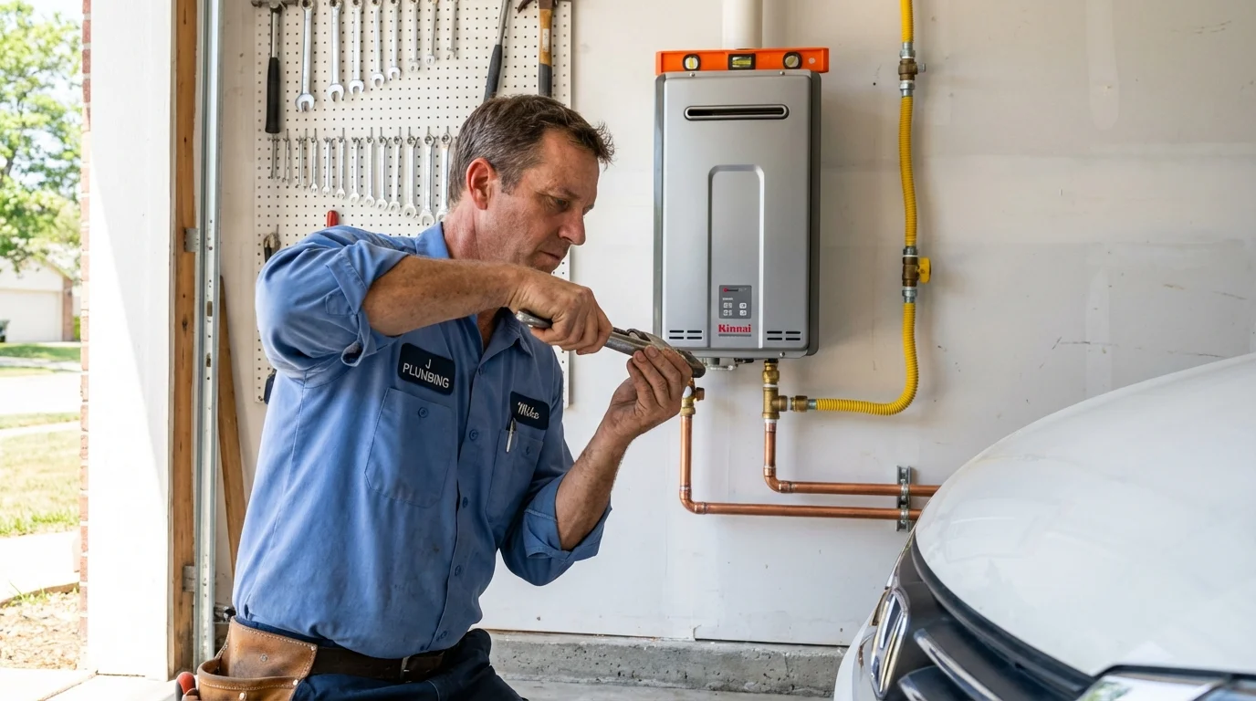 Tankless water heater installation by a Johns Plumbing LLC plumber in Dixfield